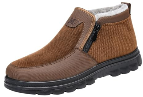 Generisch Zapatos de invierno para hombre sin cordones, botas de nieve para hombre, tallas grandes, forradas de forro polar, zapatos de senderismo, antideslizantes, protección contra golpes