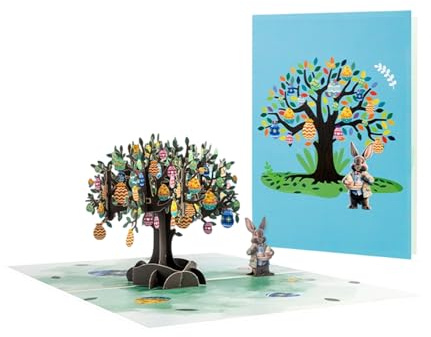 Ldduopp Biglietto di auguri di Pasqua 3D, popup 3D, motivo: coniglietto pasquale e di Pasqua, divertente regalo di carta per moglie, marito, fidanzata, mamma, papà, famiglia, amici colleghi