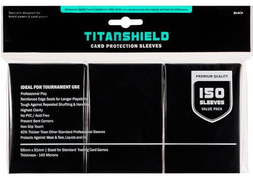 TitanShield (150 Hüllen/Schwarz) Sammelkartenhüllen in Standardgröße Deckschutz für Magic The Gathering MTG, Pokemon, Baseball-Sammlung, Dropmix