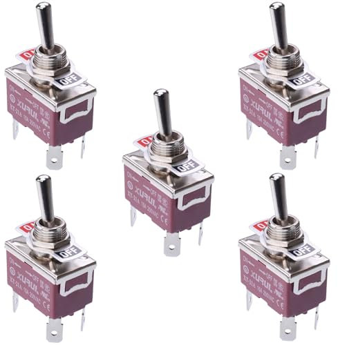 Off-(On) Momentary DPST Toggle Switch 250V AC 15A (Pack of 5)
