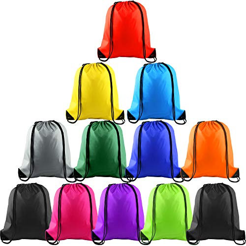 FEPITO Kordelzugbeutel String Rucksack Bulk Tote Sack Cinch Bag Sporttaschen für das Reisen im Fitnessstudio (11 Colors, 12pcs)
