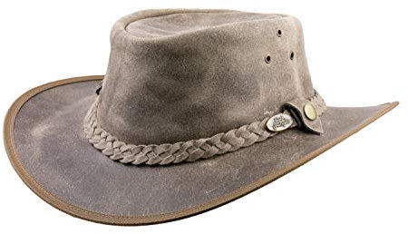 Black Jungle Bulat Lederhut, Westernhut, Australienhut, Cowboyhut (Charcoal, L)