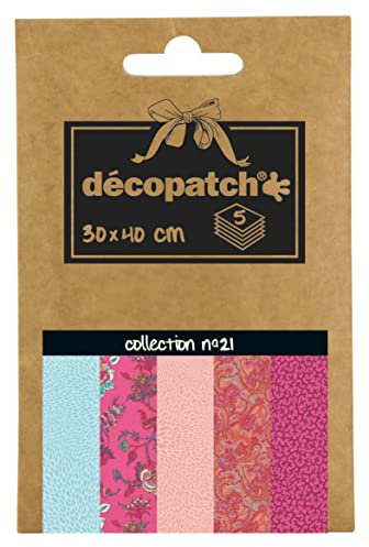 Decopatch Décopatch DP021C - Déco Pocket No. 21 Packung mit 5 Blatt Décopatch-Papier 30x40cm, 1 Pack