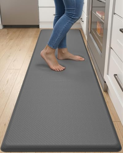 DEXI Tappetino da cucina imbottito anti affaticamento, antiscivolo, impermeabile, confortevole, per cucina, ufficio, lavanderia, 70 x 20 cm, grigio