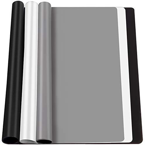 FANDAMEI 3 Stücke Silikonmatte 30x40 cm, Silikon Unterlage Antihafte rutschfeste Tischmatte Silikonfolie Arbeitsmatte Thekenmatte Bastelmatte, für Handwerk, DIY Zubehöre (Dunkelgrau & Schwarz & Weiß)