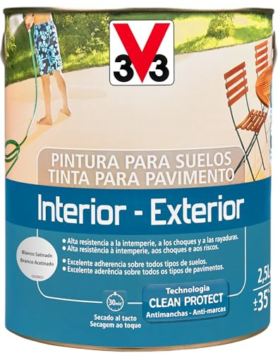 V33 Pintura Suelos Interior Exterior Blanco Satinado 2,5L
