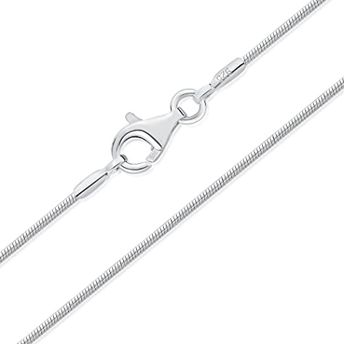 925 Silver Necklace Chain - 20 inch Silver Chain Necklace - Snake Chains for Women - Thin Mens Chains - Width 1 mm - Length 20 Inches