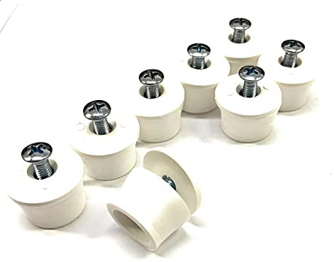 Butée de volet roulant - 40 mm / 28 mm / 13 mm - Fermée - Protection contre les insectes, les guêpes ou ouverte, blanc ou gris avec Vis et rondelle (4 paires de 13 mm (15 mm) blanc ouvert).