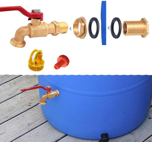 Musibo Rain Barrel Spigot Kit, Brass Water Spigot