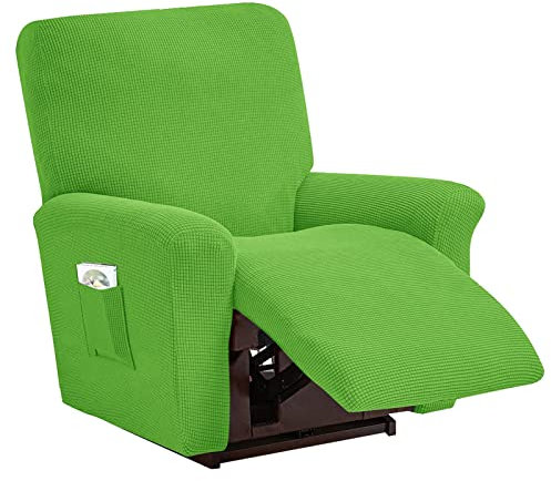DZYP Sesselbezug 4-teilige Jacquard Sessel-Überwürfe Sesselschoner Stretchhusse Für Relaxsessel Elastischer Bezug Für Fernsehsessel Ruhesessel Liege Sessel (Grün)