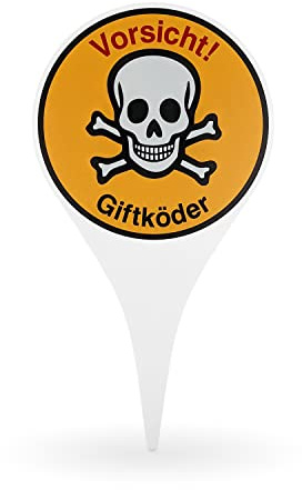 Betriebsausstattung24 Vorsicht! Giftköder - BxH: 18,0 x 33,5 cm - Aluminiumverbundplatte - Erdspieß zum Einstecken - Warnschild - Giftkennzeichnung - Rattengift Gefahr
