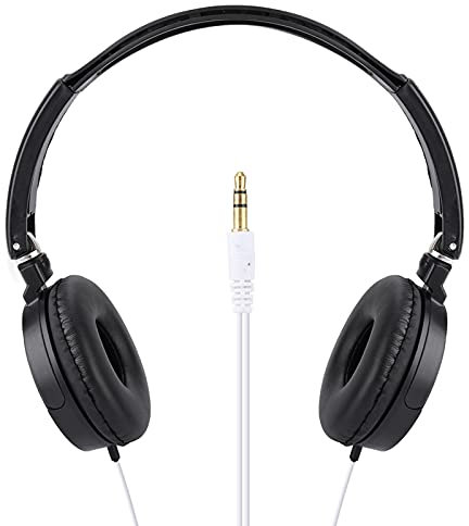 Auriculares Sobre la Oreja Con Cable - Compactos, Plegables, Estéreo HiFi, Fáciles de Ajustar, Para Deportes, Ligeros - Soporte Para Tarjeta TF