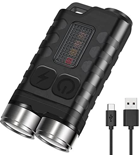 BORUIT V3 Mini Taschenlampe LED, 900 Lumen Schlüsselanhänger Taschenlampen mit Seitenlicht, IP65 wasserdichte magnetische Taschenlampe für Outdoor Notfall Camping Wandern (Schwarz)