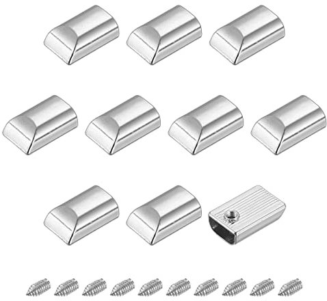 sourcing map 10Pcs Métal Fermeture éclair Bouchons, Rectangle Tirez Extrémités Supérieures Clip Queue Rechange avec Vis pour Bricolage Artisanats, Sac, Bagages, Argenté