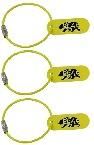 BearTOOLS Cable Loop Attachment - Wire Tool Loop Tail - Wire Key Chain - Key Ring Loop With Screw Gate - For Hanging Luggage Tags or Hand Tools - Screw Closure - Rated to 2 lbs/0.9 kg (3)