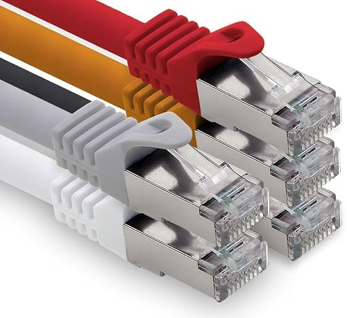 freiwerk 1.0m - 5 colors 01 CAT.7 network cable Lan Ethernet patch cable S-FTP LSZH PIMF 10GB s RJ45 plug Cat6a