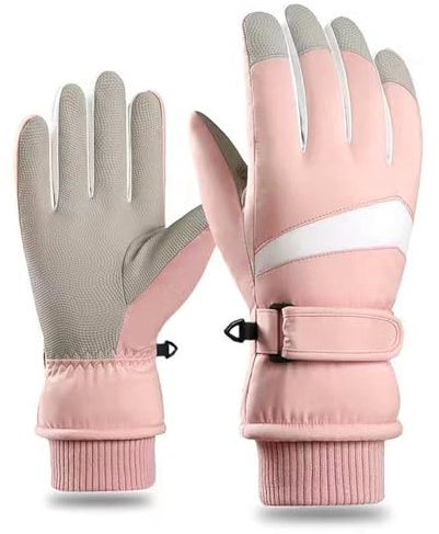 A-QMZL Winterhandschuhe wasserdichte Warme Skihandschuhe Damen Thermohandschuhe Winddichte Touchscreen-Handschuhe verdickter Kälteschutz Handschuhe zum Skifahren Laufen Radfahren Motorrad