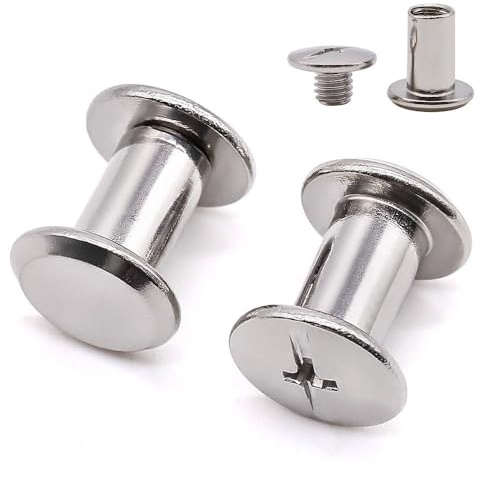 Glvaner 40 Sets M3 x 10mm Binding Screws, 304 Stainless Steel 18-8, Cross Head Chicago Screw Bingding Post Screw Kits for DIY Leather, Photo Albums, Bookbinding, Scrapbook, Belt