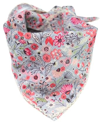 Arumary Soft Cotton & Viscose(Bamboo) Floral Bandanas, Hair wrapper, Headband, Handkerchief, Hair scarf, Neckerchief, 21”X21” (Light Gray)