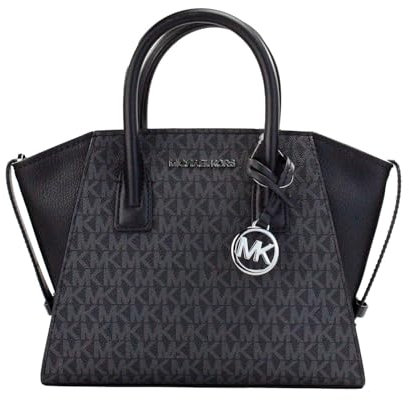 Michael Michael Kors Avril - Borsa a tracolla piccola con zip superiore, logo nero, nero, Small