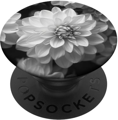 Fleurs De Dahlia Noir Et Blanc PopSockets PopGrip Interchangeable