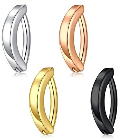 ZOKJSW 4pcs Piercing Ombligo para Mujer - Joyería de Cuerpo(Plata,Oro) Curvo Inverso Aro Septum Acero Quirurgico Pircing Banana