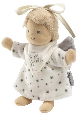 Sterntaler Spielpuppe zum Aufhängen, Schutzengel mit Halstuch, Motivdruck Sternzeichen Steinbock, Geschenk Idee für Jungen und Mädchen