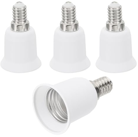 PATIKIL E14 vers E26/E27 Lumière Douille Adaptateur, Adaptateur de douille, 4pcs Lampe Support Convertir Vis Base Convertisseur pour Halogène CFL Lumière Ampoule, Blanc