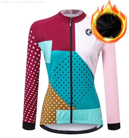UGLY FROG Winter Damen Radtrikot Langarm Rennrad Shirt Radfahren Tops Fahrrad Reiten MTB Bekleidung Thermo-Fleece für Außentemperatur 5-15°C
