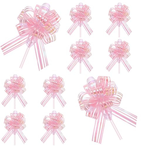 10 Ziehschleifen, 4-Zoll-Schleifen zum Verpacken von Geschenken, rosa Schleifen zum Verpacken von Geschenken, große Schleifen zum Verpacken von Geschenken, Hochzeitsband zum Verpacken von Geschenken