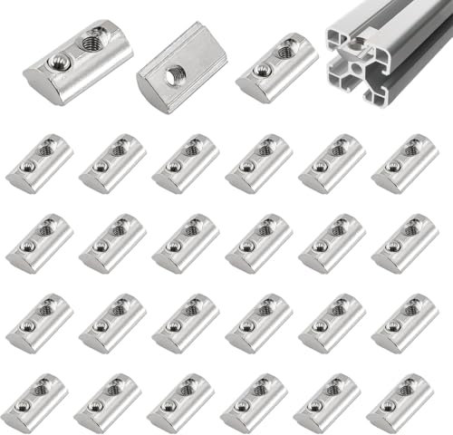 alwaiiz 50 pezzi di pietre scanalate con scanalatura a sfera 6, serie 20 M3, dado scorrevole in acciaio al carbonio, con barra di centraggio per estrusione profilo in alluminio (2020 M3)