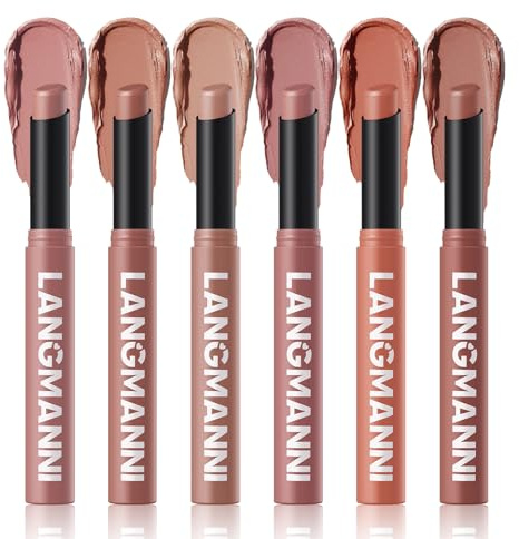 Set de barra de labios mate aterciopelada, barra de labios ultramate, pigmento de color intenso, larga duración, resistente a la transferencia, no reseca, color de labios infundido (A Conjunto, 6PCS)