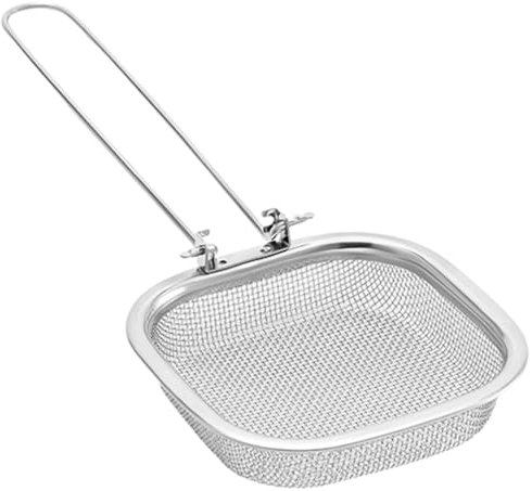4,4 pollici in acciaio inox ragno colino schiumarola, schiumarola a maglie quadrate con manico pieghevole, separatore di grassi e olio da cucina, cucchiai, mestolo for friggitrice, for pasta, tagliate