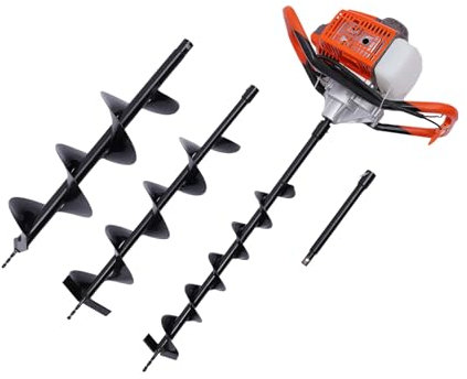 Petrol Earth Auger with 3 Drill Bits 71CC 2300W Professional Post Hole Digger for Fencing Landscaping Etc
