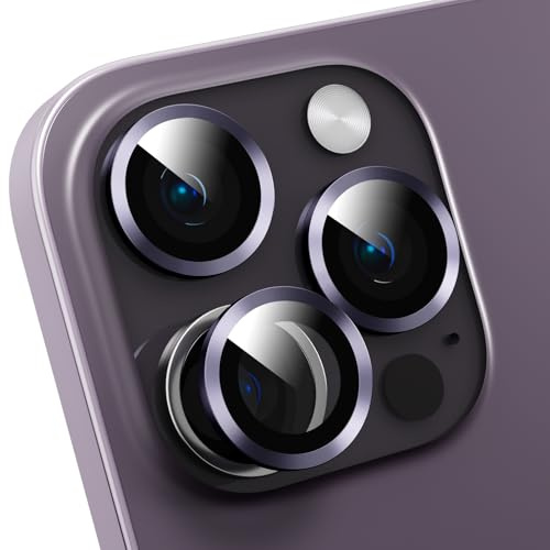 GANGANPRO Pellicola Protettiva per Obiettivo Fotocamera Compatibile con iPhone 15 Pro/iPhone 15 Pro Max,Resistente Graffi,HD Trasparente Obiettivo Vetro Temperato Protettiva Cover - Viola Scuro