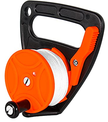 Seafard Compact 150ft Scuba Dive Reel Kayak Anchor with Thumb Stopper for Safety Underwater Diving Snorkeling (Orange-red)