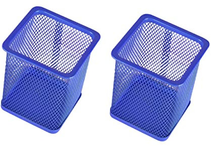 SEWACC 2stücke Blauer Metall Stiftehalter Quadratischer Drahtmesh Organizer Für Bleistifte Für Schreibtisch Und Büro Leicht Und Langlebig Vielseitig Einsetzbar Für Kosmetik Und