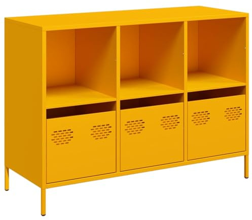 vidaXL Skänk senapsgul 101,5x39x73,5 cm kallvalsat stål, förvaringsskåp, sideboard skåp, hall skåp, buffé, kök förvaringsskåp