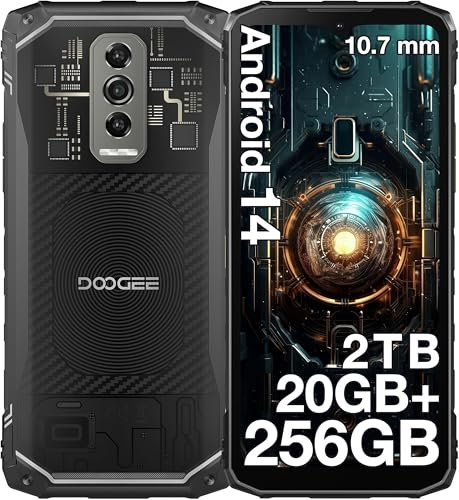 DOOGEE Blade10 Ultra 2024 Telephone Portable Incassable, Android 14, 20GB+256GB/TF2TB, 6.56’’ Écran, 50MP Camera, Ultra-mince 11 mm, 5150mAh Smartphone Incassable, 3 Card /IP68/69K/NFC/OTG-Transparent