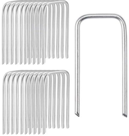 150 Pezzi Picchetti Telo Pacciamatura in Acciaio Zincato,40 x 20 mm,Ø 2 mm Picchetti di Fissaggio da Giardino Stabili,Picchetti Ancoraggio a Terra a U Forma per Recinzioni,Pacciame,Vello da Giardino