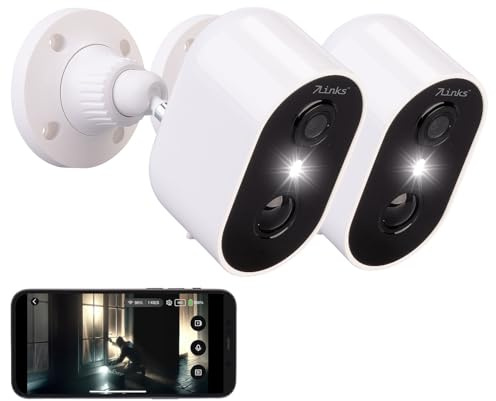 7links 2er-Set Akku-Outdoor-IP-Überwachungskameras, 2K, 3 MP, WLAN, App, PIR