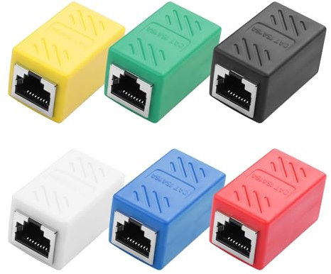 YACSEJAO Confezione da 6 adattatori Ethernet Cat6, 1000 Mbps, RJ45, connettore Ethernet, 6 colori Mix e Match Ethernet, per Cat7/Cat6/Cat5e/Cat5