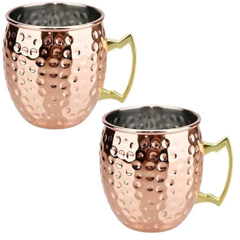 Cocktail-Weinbecher, Moscow Mule, Edelstahl, 550 ml, Bierbecher, Bar, Zuhause, Outdoor, Restaurant, Getränkebecher, 304 (Gelb), 2 Stück