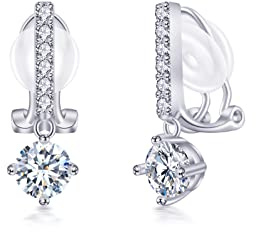 PHNIBIRD clips para las orejas señoras sin orejas perforadas hipoalergénico zirconia pendientes señoras regalo para el día de san valentín