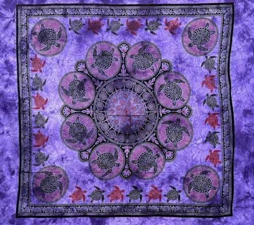 Seamar Copritutto Grande Tartarughe 80% Cotone 20% Poliestere 210x230cm Copridivano Telo Mare Maxi Arazzo Decorativo (Viola)