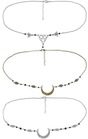 UOPJDD 3 Morceaux De Chaîne De Tête Rétro, Bijoux De Style Boho, Couvre-Chefs De Lune Creux, Accessoires De Vêtements, Couches De Personnalité Créative.