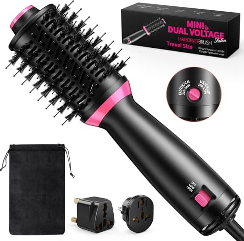 BKXCHA 3en1 Brosse soufflante, Double Tension One-Step Ionique Brosse Coiffante Chauffante, Brosse Cheveux Electrique avec 2 Vitesses 2 Adaptateurs,Brushing Brosse Soufflante pour Sécher Lisser Volume
