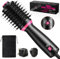 BKXCHA 3in1 Warmluftbürste Rundbürstenföhn, Doppelte Spannung One-Step Ionen Hair Dryer Brush, Tragbare Föhn Bürste mit 2 Geschwindigkeiten & 2 Adapter, Föhnbürste und Volumiser für Alle Haartypen