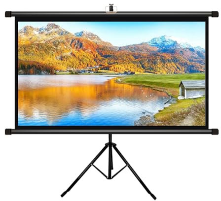 GLETSF Écran De Projection Portable avec Support, 60/72 Pouces, pour L'Extérieur Et L'Intérieur, pour Soirées Cinéma en Plein Air, Festivals, Maison, Écran De Projection sur Trépied 4:3, -16:09-60