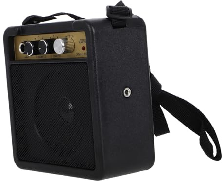FUNOMOCYA Amplificatore per Chitarra Elettrica Mini 5w Compatto e Portatile in Plastico e Metallo Cavo Audio e Adattatore per Pratica Musicale